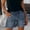 Blue, variant on Womens Denim Shorts Drawstring Elastic Waist Slim Fit Denim Shorts with Pockets Trendy Classic Distressed Ripped Design Short Jeans