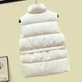 thumbnail image 4 of IROINNID Women's Puffer Vest Stand Collar Solid Color Sleeveless Warm Pocket Vest Coat Short Winter Zipper Outerwear, Beige, 4 of 6