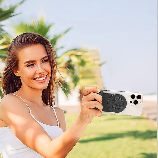 Teléfono magnético Selfie Grip Power Bank Charge para Huawei iPhone 14 Pro (Negro)