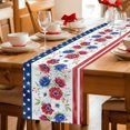 thumbnail image 5 of Independence Day Table Runner 90 Inches, American Flag Red Blue Flowers Bed Runner Dresser Scarves Tabletop for Indoor Outdoor Parties/Ceremony/Banquet, 13" x 90", 5 of 9