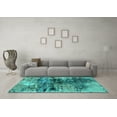 thumbnail image 3 of Ahgly Company Machine Washable Indoor Square Oriental Turquoise Blue Industrial Area Rugs, 6' Square, 3 of 4