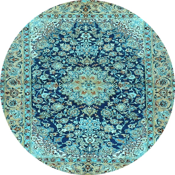 Ahgly Company Indoor Round Persian Light Blue Traditional Area Rugs, 6' Round