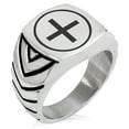 thumbnail image 1 of Stainless Steel Celtic Ailm Conifers Chevron Pattern Biker Style Polished Ring, 1 of 1