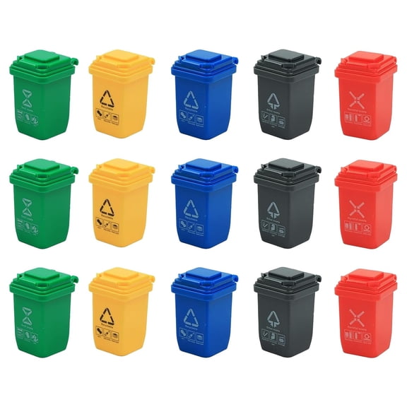 ACDANC 15Pcs Mini Garbage Can for Desk,Mini Trash Cans in 5 Colors,Small Wastebaskets for Office,Home,Craft&Organization Small Desk Trash Can