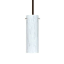 1TT-493019-LED-BR-Besa Lighting-Copa - 1 Light Stem Pendant In Contemporary Style-9.88 Inches Tall and 3.13 Inches Wide-Bronze Finish-Carrera Glass