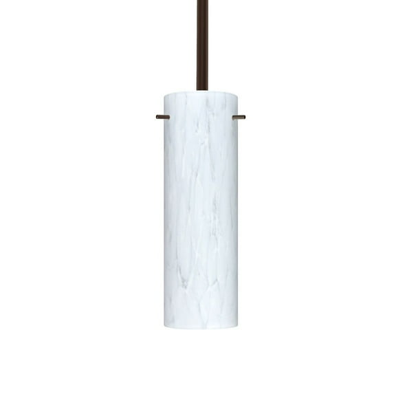 1TT-493019-LED-BR-Besa Lighting-Copa - 1 Light Stem Pendant In Contemporary Style-9.88 Inches Tall and 3.13 Inches Wide-Bronze Finish-Carrera Glass