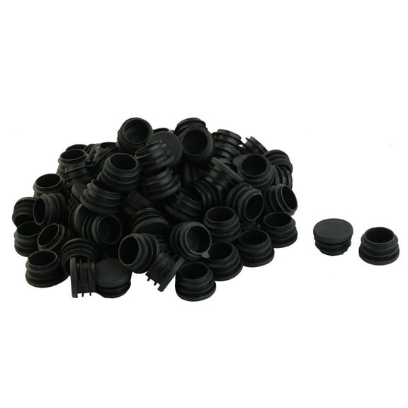 Unique Bargains 100 Pcs Antislip Plastic Round 25mm Dia Chair Foot Cover Table Furniture Leg Protector Balck