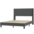 thumbnail image 4 of Queen Bed Frame with Headboard, Upholstered Bed Frame Queen Size with Tufted Headboard and Wingback, Strong Wood Slat Support, No Box Spring Needed, 4 of 9