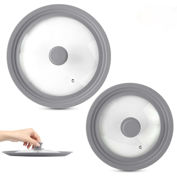 Modern Innovations Universal Tempered Glass Pot Lids with Silicone Rim for 7” to 12” Set of 2