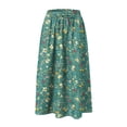 thumbnail image 6 of vigerkar Women's High Elastic Waist Midi Skirt Casual Summer Trendy Flowy Ruffle Floral Print A line Skirts with Pockets Mint Green, L, 6 of 6