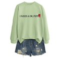 thumbnail image 5 of IDOCLOTHES I Need A Dr Pepp Sweatshirt for Women Funny Sayings Graphic Long Sleeve Shirts Cola Drinking Enthusiasts Fall Sweaters for Women Fashion Clothing Winter Tops Light Green, XXL, 5 of 5