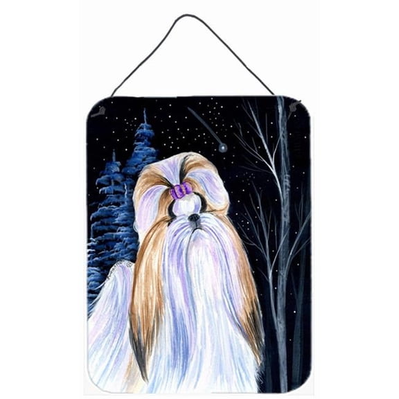 12 x 16 in. Starry Night Shih Tzu Aluminium Metal Wall Or Door Hanging Prints