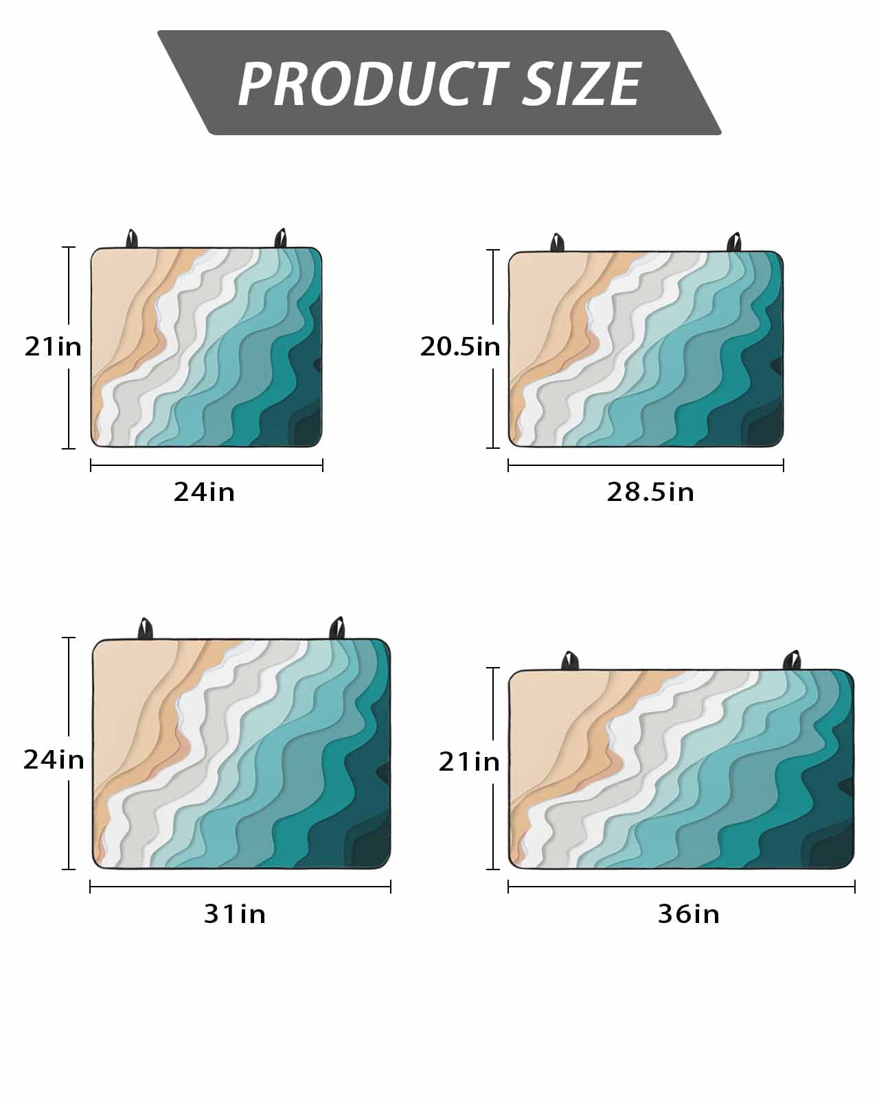 Stove Top Covers for Electric Stove, Teal Green Glass Stovetop Cover Protector, Geometric Brown White Beach Waves Gradient Induction Cooktop Protector Oven Mat for Kitchen Countertop 28.5"x20.5"