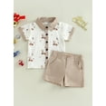 thumbnail image 2 of Bagilaanoe 2pcs Toddler Baby Boy Short Pants Set Short Sleeve Cartoon Elk Print Shirt Tops + Shorts 6M 12M 18M 24M 3T 4T Kids Casual Outfits, 2 of 9