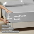 thumbnail image 6 of MR&HM Satin Fitted Sheet King Size, Silky Bottom Sheet with Elastic Corner Straps, Deep Pocket up to 15 Inches, No More Slipping Off for Mattress - 1 Fitted Sheet Only (Silver Grey), 6 of 6