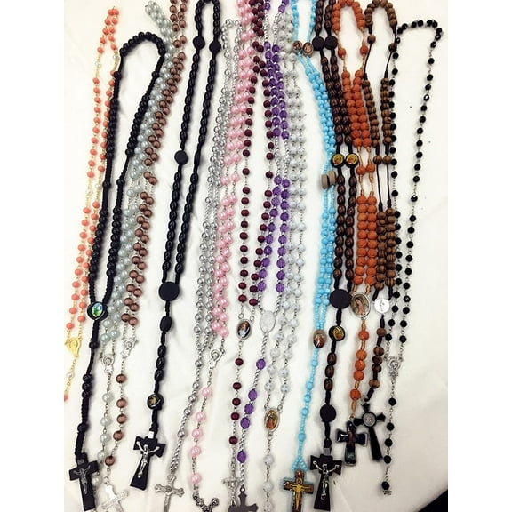 30pcs Mix lot Full Long Rosary Necklace Religious Catholic Crucifix Cross Wholesale lot…