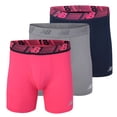 thumbnail image 1 of Calzoncillos bóxer New Balance 6 para hombre, paquete de 3, color rosa, azul y gris, 1 of 5