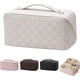 thumbnail image 1 of Makeup Bag, Pu Leather Waterproof Make Up Bag with Handle and Divider Fashionable Makeup Organiser Bag Portable Travel Makeup Bag (White), 1 of 5