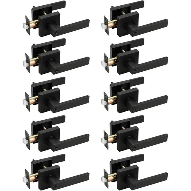Serrures de Porte de Passage avec Rosace Carrée pour Porte Intérieure, Couloir Ou Garde-Robe, Levier de Porte Sans Clé à Fini Mat, Poignée de Porte Réversible Robuste