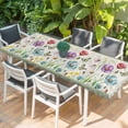 thumbnail image 2 of Spring Flowers Table Cloths for 8 Foot Rectangle Tables, Retro Boho Botanical Florals Butterfly Patio Waterproof Elastic Fitted Tablecloths, Washable Rectangular Table Cover for Camping, 2 of 8
