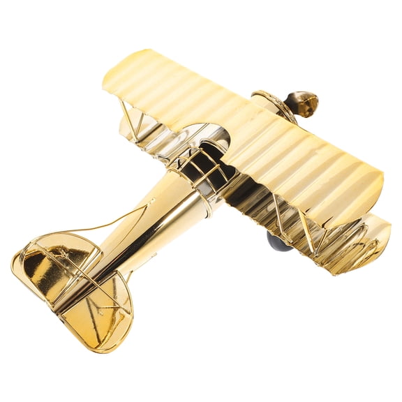 WEUVEB 1Pack Metal Airplane Model Golden Airplane Model for Collectors 11.5X7.3X3.9in