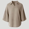 thumbnail image 5 of Warop Women's Solid Loose Fit V Neck 3/4 Sleeve Top Casual Lightweight Pullover Blouse Tunic for Daily Office Wear, 5 of 9