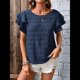 thumbnail image 4 of Camisas de Verano para Mujer, con Volantes, Corta, Cuello Redondo, con Textura, Elegantes Blusas de Negocios para Mujer, Elegantes e Informales Azul Mar M, 4 of 8