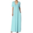 thumbnail image 1 of TheMogan Robe Maxi Surdimensionnée en Jersey Doux pour Femmes, Col en V, Manches Courtes avec Poche, 1 of 6