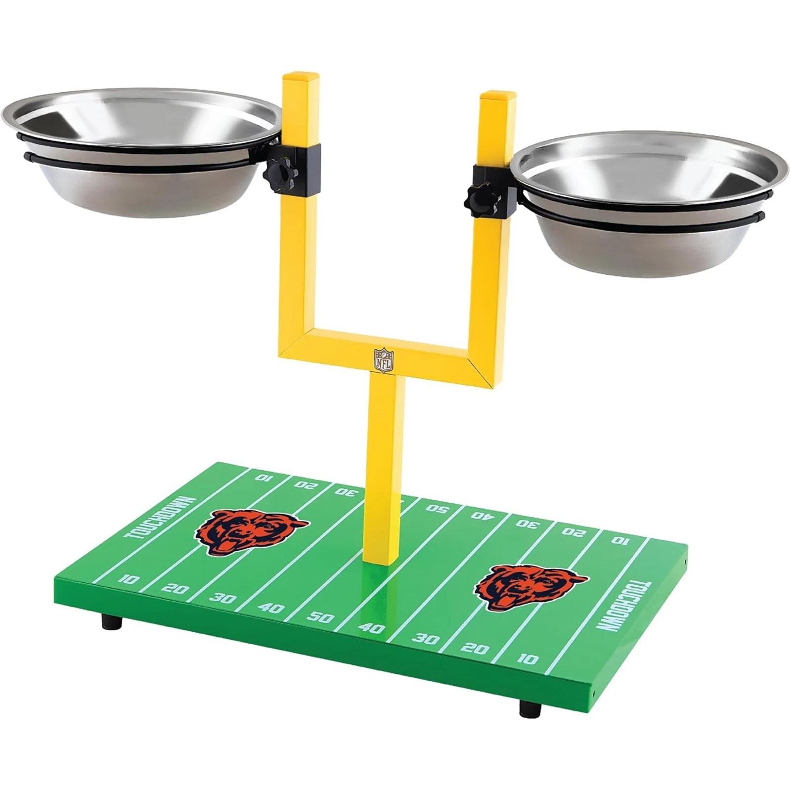 Pets First NFL Goalpost Elevated Dog Feeder Stainless Steel & Adjustable