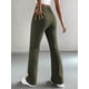 thumbnail image 5 of Pantalones Anchos de Pierna para Mujer, de Cintura Alta, para Estar en Casa, con Cintura Elástica, para Otoño e Invierno, Informales, de Punto Verde XL, 5 of 9