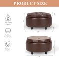 thumbnail image 3 of Malol Leather Round Storage Ottoman with Storage and Reversible Tray, Multi-Functional Footrest, Sturdy & Stylish Small Coffee Table, Brown, 3 of 14