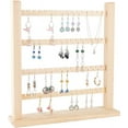 thumbnail image 4 of 3-Tier Wood Earring Display Stand 22cm High 60 Hole and 60 Slot Earring Organizer Holder Jewelry Display Rack for Earring Ear Stud Necklace Jewelry Tower for Show Retail Counter, 4 of 9