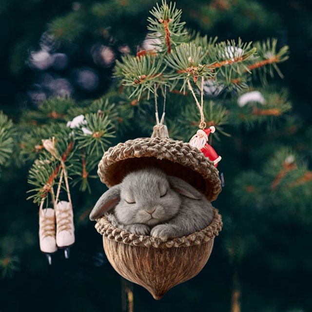 Adorno navideño de animales del bosque de 10 cm | Colgante acrílico para decoración navideña | Decoración natural para guirnalda de árbol | Regalo festivo