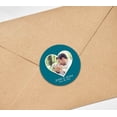 thumbnail image 4 of Darling Souvenir Round 45 Pcs Heart Custom Photo Labels Save The Date Stickers Personalized Bride Groom Names And Date Envelope Seals - Teal Blue, 4 of 4