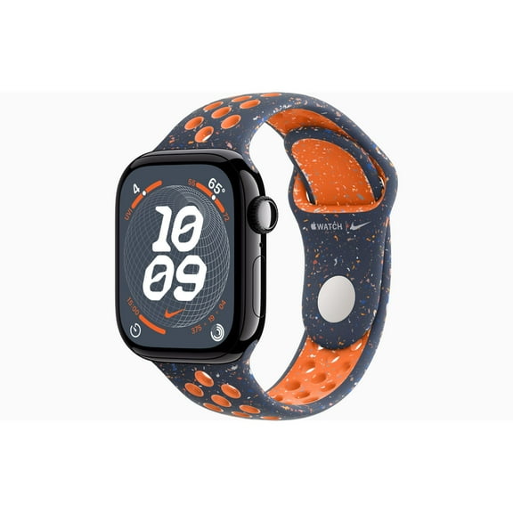 Restored Apple Watch Series 10 GPS 46MM Jet Black Aluminum Case with Blue Flame Nike Sport Band