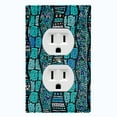 thumbnail image 1 of Metal Light Switch Plate Cover Safari African Tribal Art Pattern Teal SFR002, 1 of 13