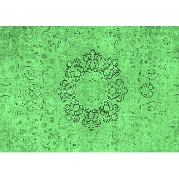 Ahgly Company Indoor Rectangle Abstract Emerald Green Modern Area Rugs, 2' x 4'