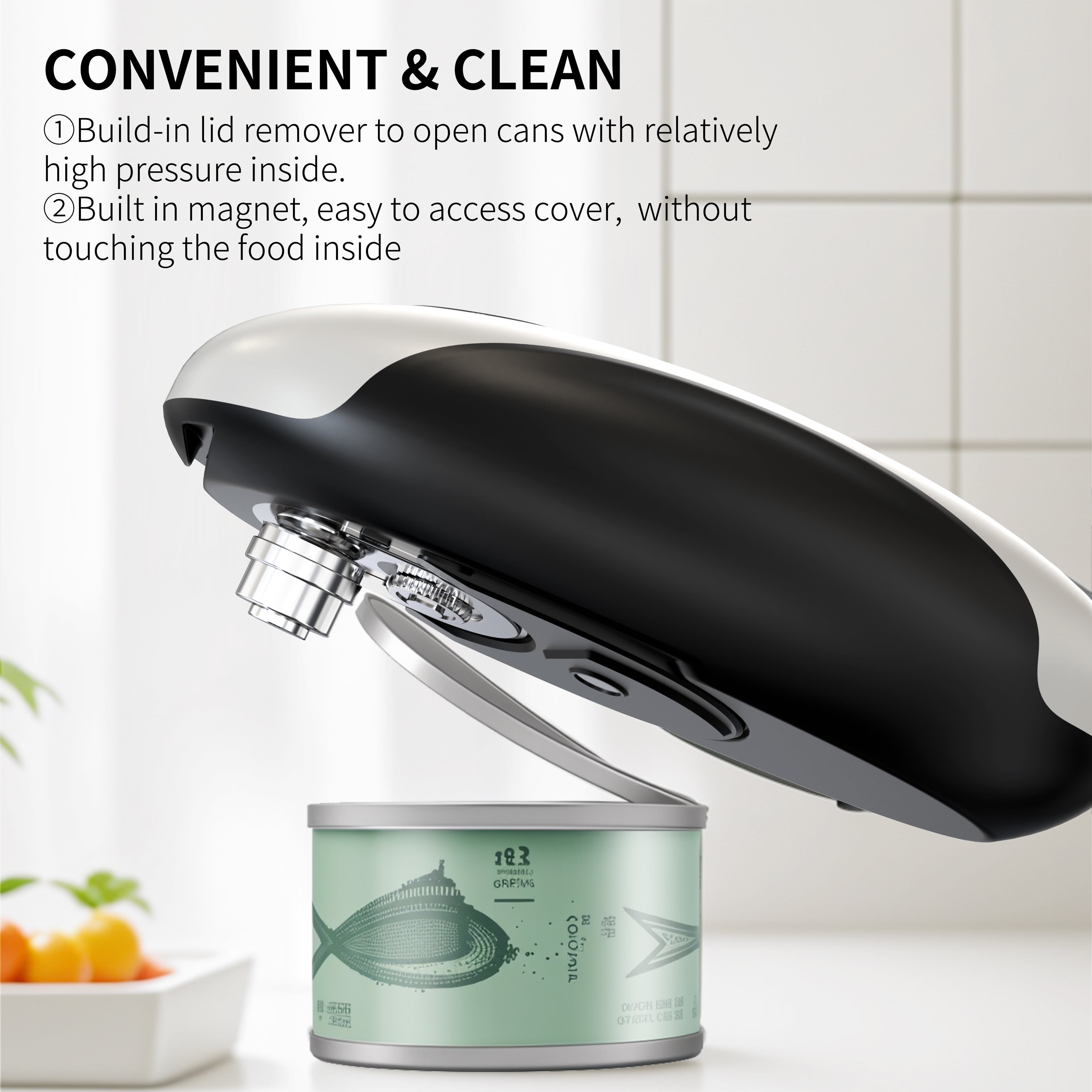 M‌SAS Electric Can Opener - USB Rechargeable Automatic Opener, Hands-Free Safe Design for All Can Sizes, Smooth Edge Kitchen Tool for Seniors with Arthritis