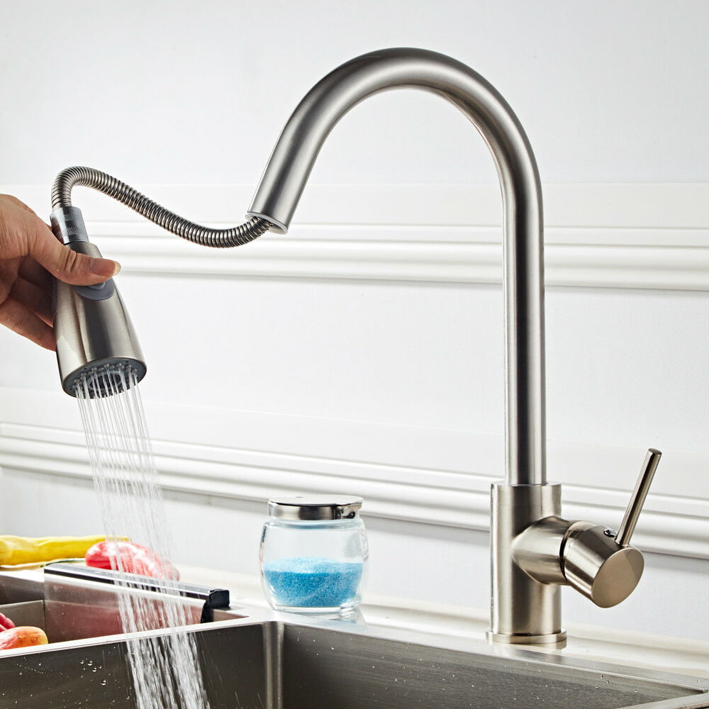 Fusion 360 Swivel Spout Kitchen Tap Sink Basin Mono Mixer Brushed Nickel Faucet 