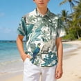 thumbnail image 6 of Ulanda Boys Hawaiian Shirt Short Sleeve Casual Button Down Beach Aloha Shirt Kids Summer Hawaii Shirts 5-14 Years (Light Green, 9-10 Years), 6 of 7