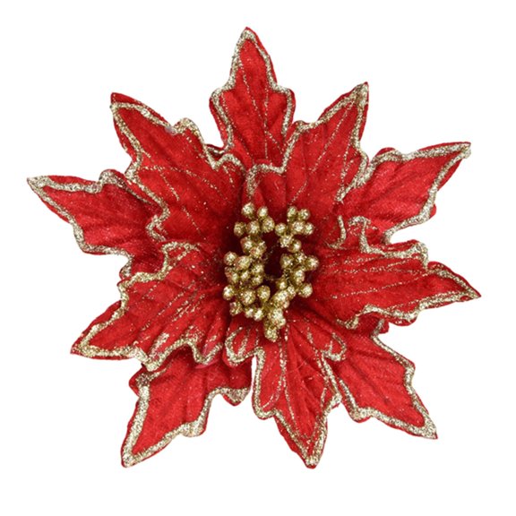 Christmas Large Poinsettia Glitter Flower Artificial Bling Flower Diy Christmas Tree Hanging Ornaments New Year Xmas Party Decor