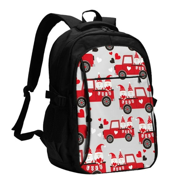 Easygdp Gnomes On The Car Mochila para Laptop de Viaje con Puerto USB, Mochila para Laptop con Puerto de Carga USB para Mujeres y Hombres