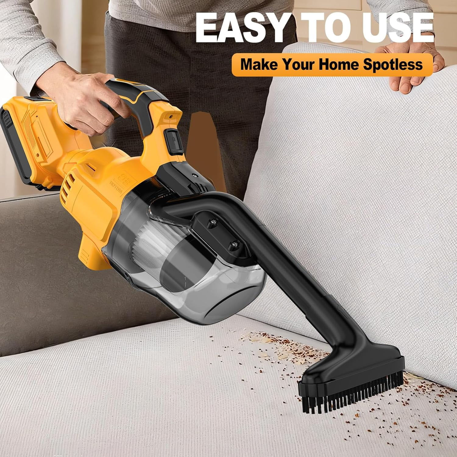 Cordless Vacuum for DeWalt 20V Battery, Portable Handheld & Stick 2-in-1 Cleaner with 16000Pa Suction, 10L Capacity, HEPA Filter, Attachments, Includes 1 Battery for Home, Car, Floor