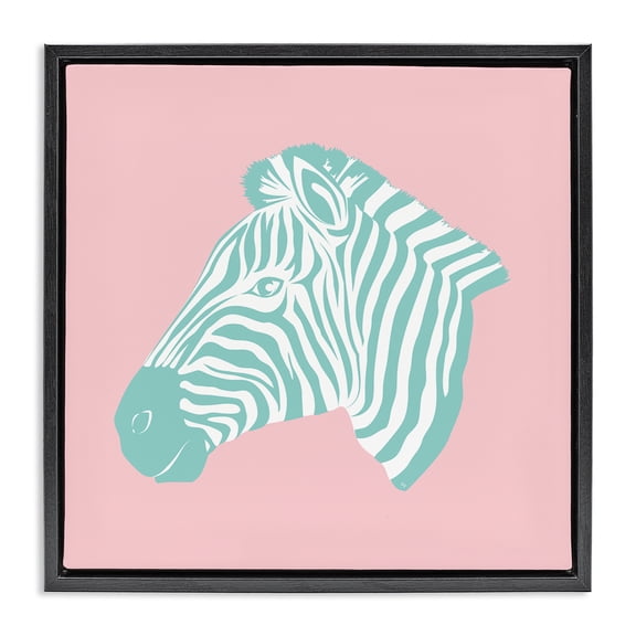 Stupell Industries Modern Pink & Blue Zebra Black Floating Frame Canvas Art, 18 x 18, by Martina Pavlova