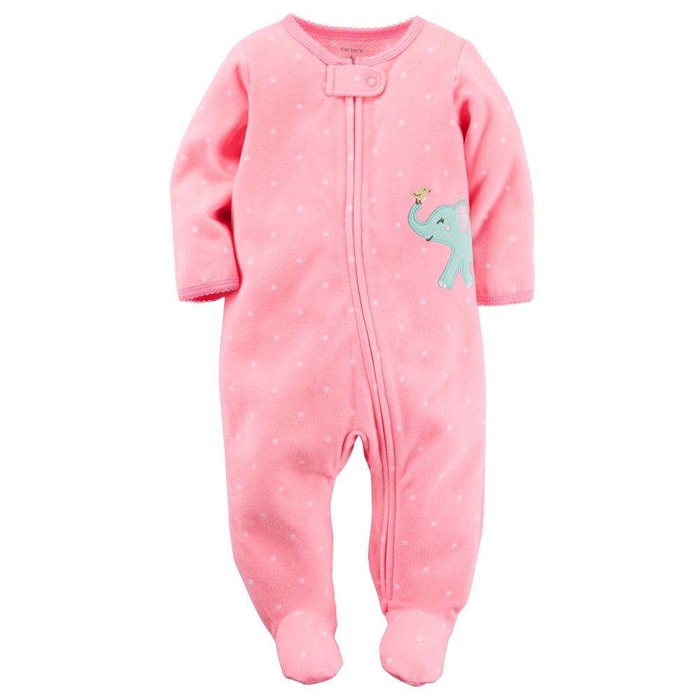 Carter's Carters Baby Girls Fleece ZipUp Sleep & Play Elephant Dot