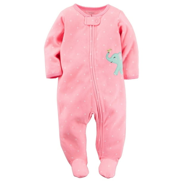 Carter's Carters Baby Girls Fleece ZipUp Sleep & Play Elephant Dot