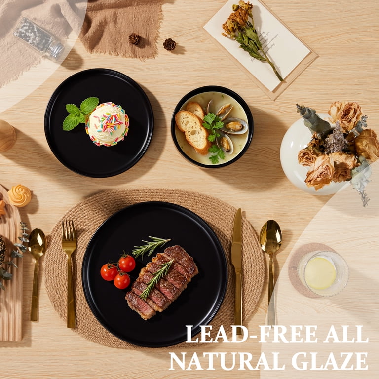 Vesteel 6-Piece Matte Black Stoneware Dinnerware Set for 2 photo 8