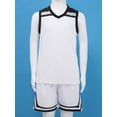 thumbnail image 2 of TiaoBug Kids Boys Basketball Training Uniform Sleeveless V Neck Top Workout Tank with Athletic Wide White L, 2 of 7
