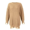 thumbnail image 4 of Women's O-neck Oversized Sweaters Long Sleeve Pullover Loose Chunky Knit Jumper for Winter Season, Casual and Comfortable Fashion Top,Khaki,M, 4 of 7