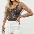 thumbnail image 1 of Parte Superior De Perlas Transparentes Blusa de manga larga para cubrir la playa de las señoras Cami Top Streetwear Traje (Café M) Kuymtek para Mujer Café T M, 1 of 6